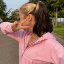 Extra Slanke Gekroesde Zip-Up Hoodie